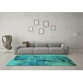 thumbnail image 3 of Ahgly Company Machine Washable Indoor Rectangle Oriental Turquoise Blue Industrial Area Rugs, 7' x 10', 3 of 4