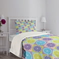 thumbnail image 3 of Ambesonne Abstract Quilted Bedspread Set 2 Pcs, Lemon Pattern Citrus, Twin Size, Pale Green and Violet, 3 of 5