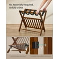 thumbnail image 2 of Set of 2 Solid Wood Luggage Racks No Assembly Foldable Suitcase Stands with Storage Shelf, 150 lb Capacity, Coffee Brown, 2 of 6