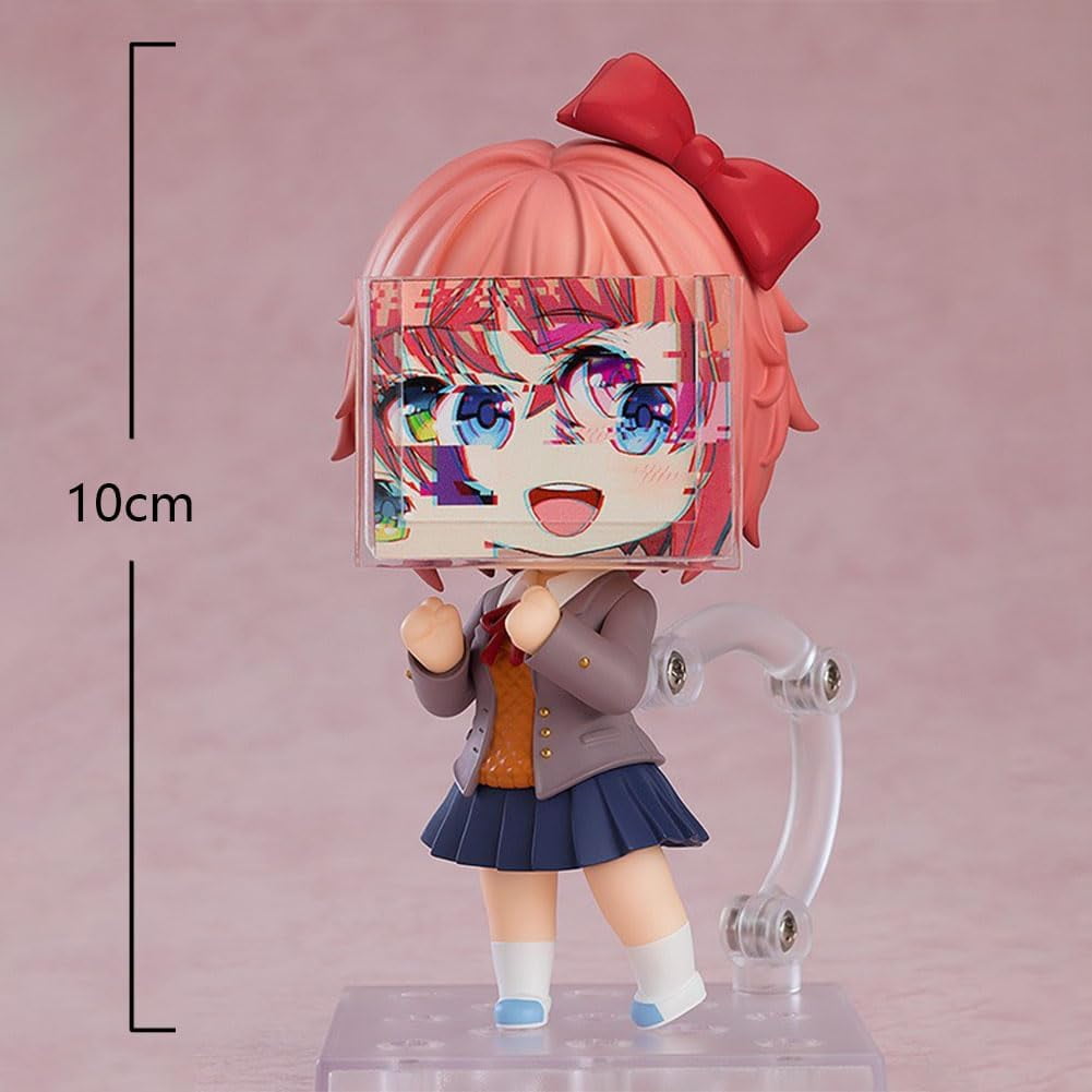 Monika Anime Figure Sayorii Action Figurine Cartoon Interchangeable Face Model with Accessories PVC Anime Statue Collection Desktop Ornaments