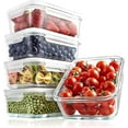 thumbnail image 1 of 10-Piece Superior Glass Food Storage Containers Set (5 Containers + 5 Locking Lids) - Stackable Glass Meal-prep Design, BPA-free Airtight Clear Locking lids with Vent Lids & Air Hole, NutriChef NCCLX5, 1 of 4