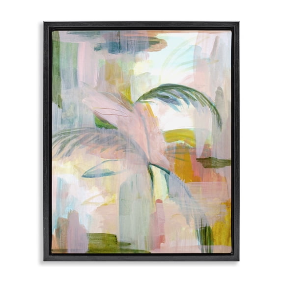 Stupell Industries Palm City Abstraction Abstract Painting Black Floater Framed Canvas Art Print Wall Art, 17 x 21