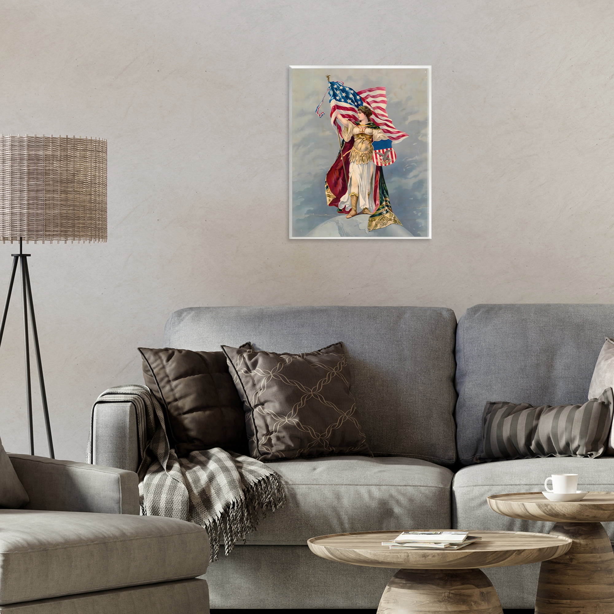 Stupell Industries Columbia Standing with American Flag Wall Plaque Art, design by Arlington Prints