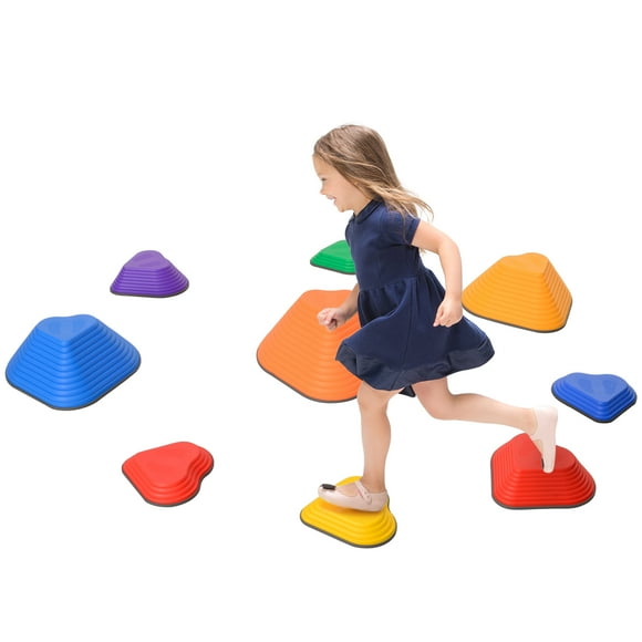 Qaba 9PCs Stepping Stones Kids, Non-Slip Stackable Balance Stepping Stone