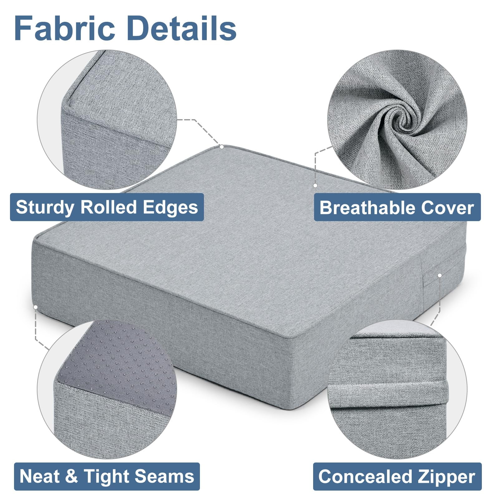 Shinnwa Extra Large Recliner Cushion for Elderly Dual-layer Memory Foam Seat Cushion 20 x 20 x 5 Inch Thick Riser Chair Cushion for Couch Armchair, Light Gray