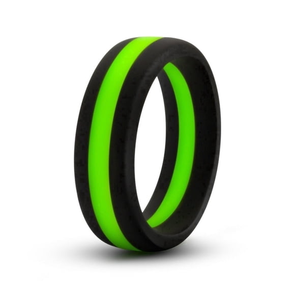 Eden 1.5 Inch Green and Black Silicone Flat Ring