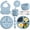 Blue, variant on Lumikrypt Silicone Baby Feeding Set, 9 Pcs Baby Led Weaning Utensils, Baby Suction Bowl, Plates, Bib, Spoons Set, Sippy Cup with Straw, Baby Self Feeding Supplies Set