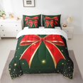 thumbnail image 2 of jejeloiu Cute Bow Bowtie Bedding Comforter Set 7 Pieces,Gold Glitter Print Full Bedding Set,Red Cartoon Bowknot Fitted Sheet Flat Sheet,Luxury Bedroom Decor Reversible, 2 of 8