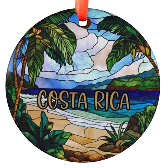 Custom Costa Rica Ornament | Faux | Unique Souvenir | Travel Gift | Ornament | Christmas Decor, Holiday Keepsake, Xmas Tree Hanging Decoration, Seasonal Gift Idea, Collectible Orna