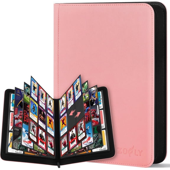 30 Pack 9 Pocket Card Binder, Premium Zip Trading Card Binder, 540 Large Capacity Side-Loading Card Storage Album, PU Card Collection Binder for Gifts, TCG, MTG, Baseball Football Sport Cards, Pink