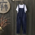 thumbnail image 4 of Rbaofujie Women Casual Solid Pocket Romper Long Playsuit Strap Button Loose Jumpsuit Blue, 4 of 8