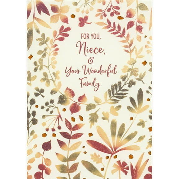 Happy Thanksgiving Niece and Family Greeting Card w/Envelope