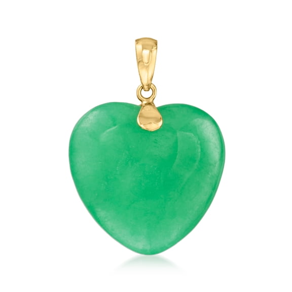 Ross-Simons Jade Heart Pendant in 10kt Yellow Gold, Women's, Adult