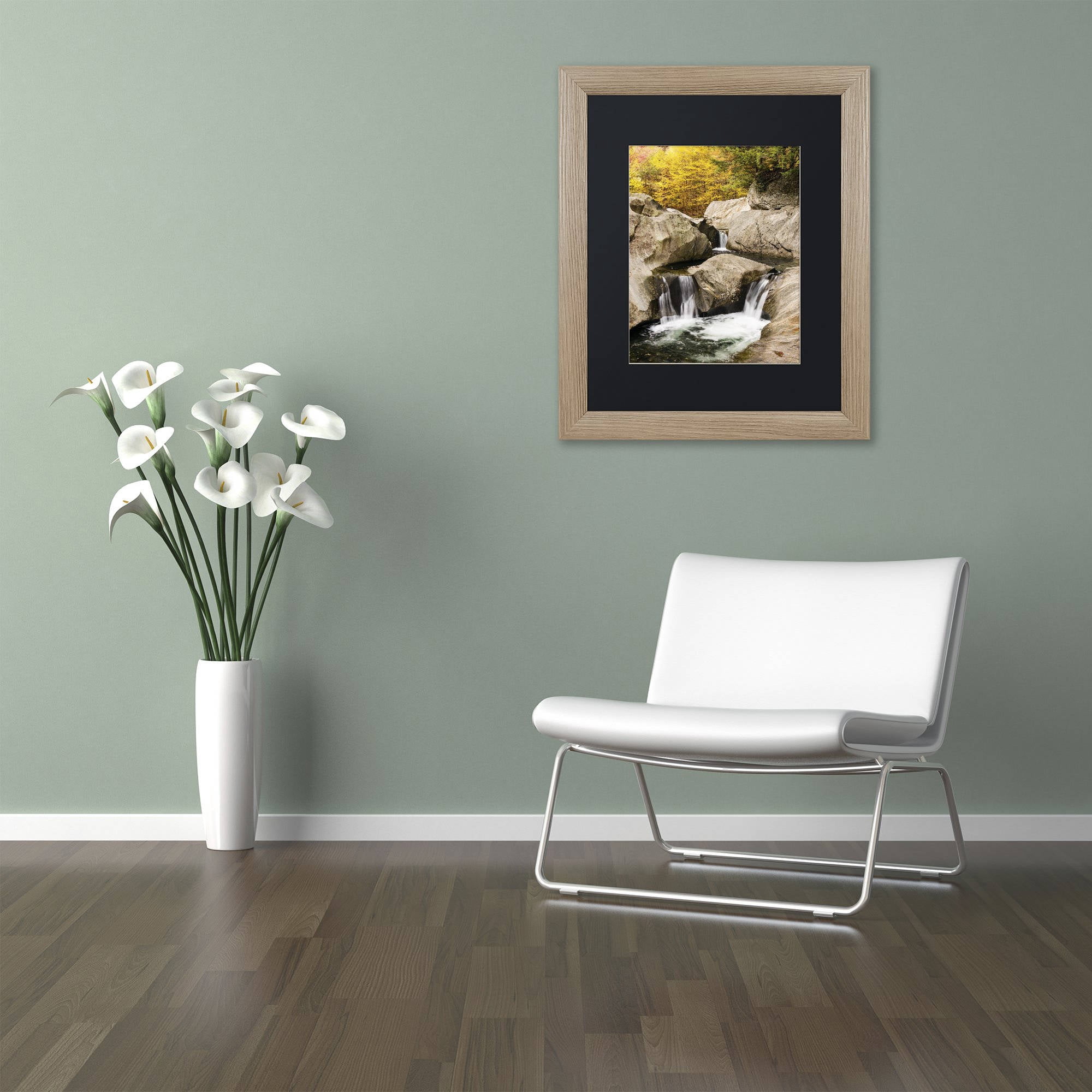 Trademark Fine Art "Cascade Triangle" Canvas Art by Michael Blanchette Photography Black Matte, Birch Frame