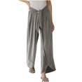 thumbnail image 2 of HUPOM Cropped Pants Women Pants Trousers High Waist Rise Long Straight-Leg Gray S, 2 of 8