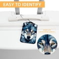 thumbnail image 3 of Wolf Square PU Leather 2 Pack Travel Tag - Bag Tag - Suitcase Tag with Privacy Cover and Stainless Steel Ring - Suitable for Travel, Backpack, and Handbag, 3 of 7