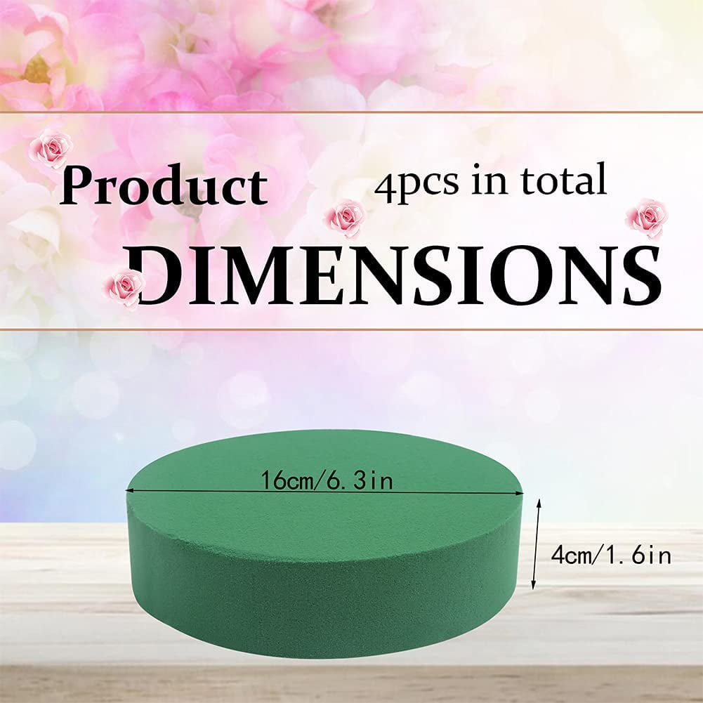 Round Floral Foam Blocks,6" Large Wet Foam Bricks for Wedding Flower Arrangement Supply,Pack of 4,6 inch