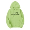 thumbnail image 4 of CQONEPT Womens Fleece Lined Hooded Swetashirts Print Long Sleeve Pullovers Tops Casual Fall Winter Clothes with Pockets Green 2XL, 4 of 7