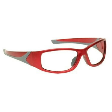 Extreme Glasses Red wrap around frame with Clear Lenses Are Anti-reflective, Scratch Resistant and Have UV Protection.