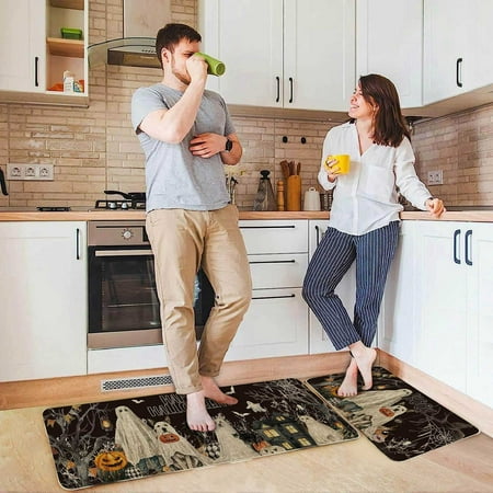 

Halloween Decorations Area Rugs Kitchen Carpet Set Pumpkin Alphabet Kitchen Carpet Washable Cushion Comfortable Kitchen Carpet Set Home Decor