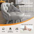 thumbnail image 5 of Solfway Swivel Bar Stools Set of 2, Counter Height Bar Stools with Back, 26 inch Tufted Velvet Barstools for Kitchen Island with Wood Legs and Footrest, Gray, 5 of 11