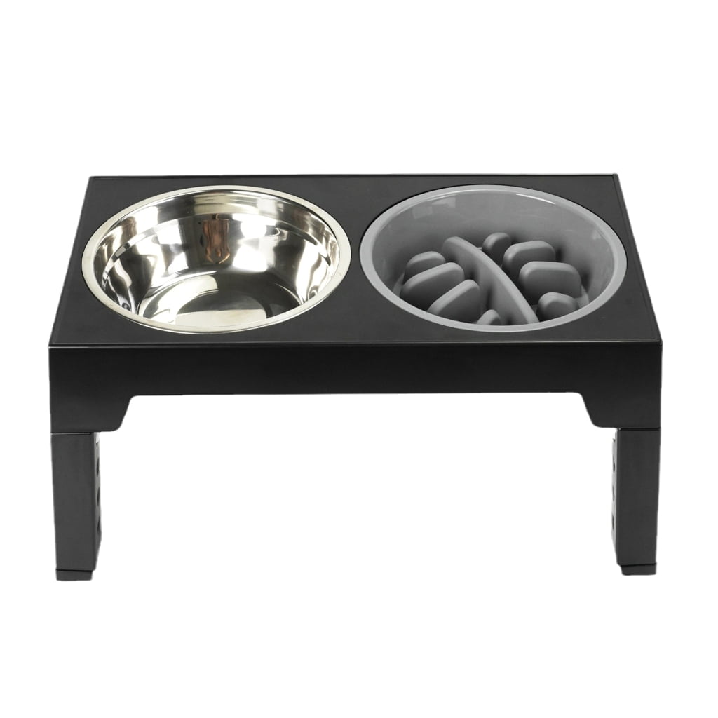Raised Bowl with Double Bowl Slow Feeder Bowl Adjustable Height Dog Bowl for Pet Feeding Food Container Puppies