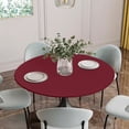thumbnail image 5 of Pure Red Wine Round Tablecloth for 36-44 Inch Tables, Fitted Table Cover with Elastic Edge, Simple Solid Color Waterproof Outdoor Table Cloth Protector for Patio Garden Dinner Picnic, 5 of 9