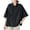 Black, variant on Summer Tops, Duoif Women's Artistic Linen Half Sleeve Top, Loose Casual Style Shirts for Women Black L