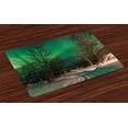 thumbnail image 1 of Ambesonne Landscape Place Mats Set of 4, Snowy Frozen Road, Standard Size, Jade Green Brown White, 1 of 4