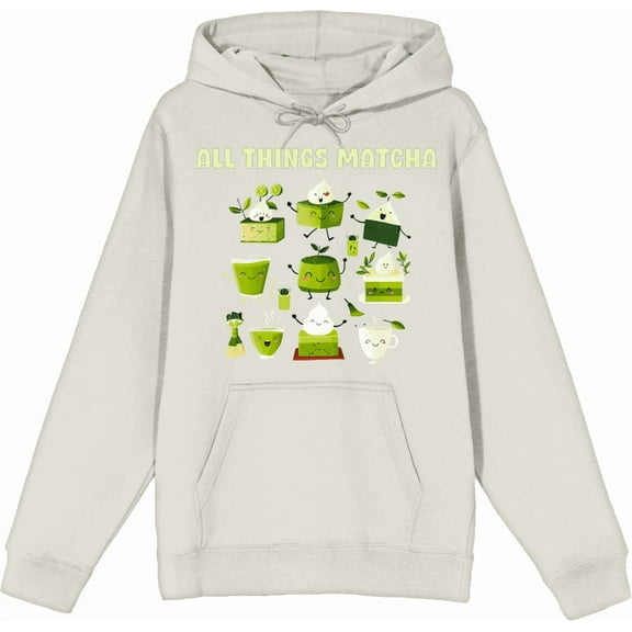 Matcha Treats All Things Matcha Adult Sand Long Sleeve Hoodie-Large