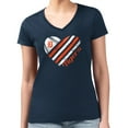 thumbnail image 4 of Women's G-III 4Her by Carl Banks  Navy Detroit Tigers Heart V-Neck Fitted T-Shirt, 4 of 5