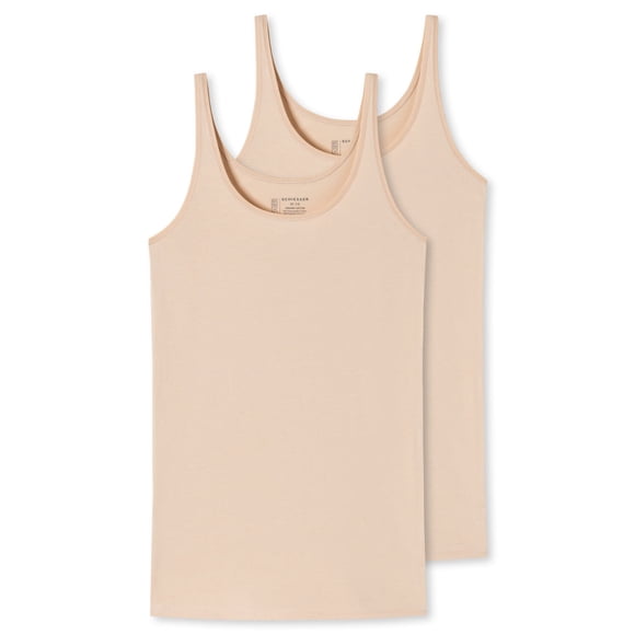 SCHIESSER Top con Tirantes para Mujer, Paquete de 2 - Single Jersey, Serie 95/5, uni Beige (Arena) S (Small)
