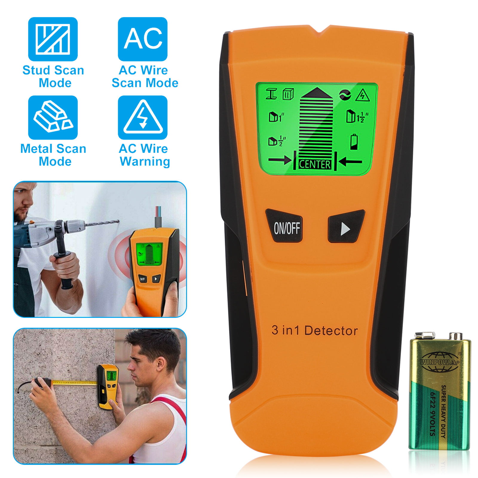 Stud Finder Wall Scanner 5 in 1 Stud Detector Detector Beam Finders Wall Detector Sensor Center Finding with LCD Display for Wood AC Wire Metal Studs Cable Joist Detection