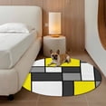 thumbnail image 2 of Modern Geometric Yellow Black Round Area Rug 4Ft Washable Circle Rugs for Bedroom Dining Room, Abstract Minimalist Blocks Non-Slip Carpet Floor Mats Indoor Outdoor Carpet Runner Aesthetic Home Decor, 2 of 8