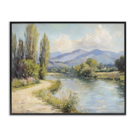 Stupell Industries Traditional Along The Mountain River Black Framed Giclee Art, 14 x 11, by Petals Prints Design