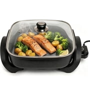 Electric Frying Pan, 5L Non-Stick with Adjustable Temperature Control, 1500W Fast Heating for Family & Batch Cooking