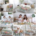 thumbnail image 5 of 3 Piece Pink Spring Floral Duvet Cover Set Full Size, Microfiber Comforter/Quilt Cover with Corner Ties and 2 Pillowcases, Flowers Gray Plaid Farmhouse All Season Soft Bedding with Zipper Closure, 5 of 8