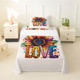 thumbnail image 2 of Manfei Ink Love Twin Sheets, Graffiti Rainbow Sunflower Bedding, Cream Orange, 3-Piece, 1 Flat Sheet, 1 Fitted Sheet and 1 Pillowcase, 2 of 6