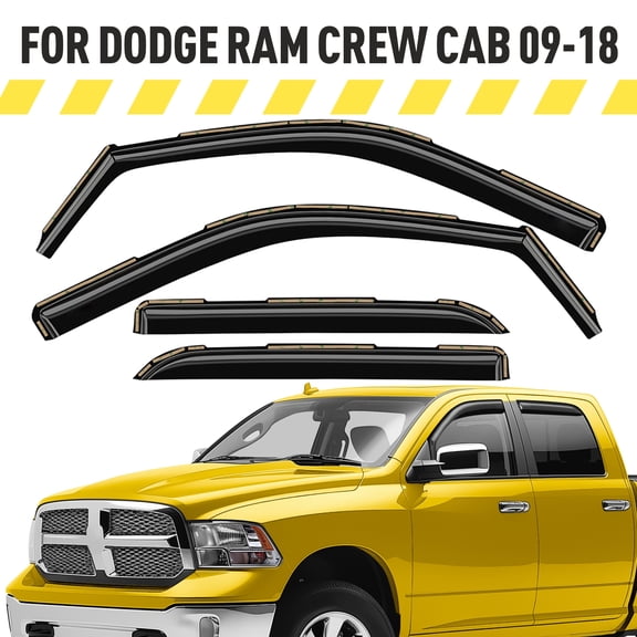 AEROGUYS In-Channel Window Deflectors Extra Durable Window Rain Guards Fit for Dodge Ram 1500 2009-2018 Crew Cab, Sun Visors, Wind Deflectors, Vent Visors, Truck - 4pcs. vent shades 194109 - AG0029