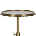 thumbnail image 6 of Kate and Laurel Sanzo Traditional Adjustable-Height Pedestal Drink Table, 11 x 11 x 30, Antique Brass, Vintage Round Indoor Metal Cocktail Table with Hammered Tabletop for Use as Indoor Plant Stand, 6 of 9
