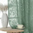 thumbnail image 6 of OVZME Darla Sage Green Sheer Curtains 45 Inch Length, Jacquard Leaf Light Filtering Short Drapes with Rod Pocket, Farmhouse Style for Cafe/Bedroom/Living Room, 28x45, 2 Panels, 6 of 7