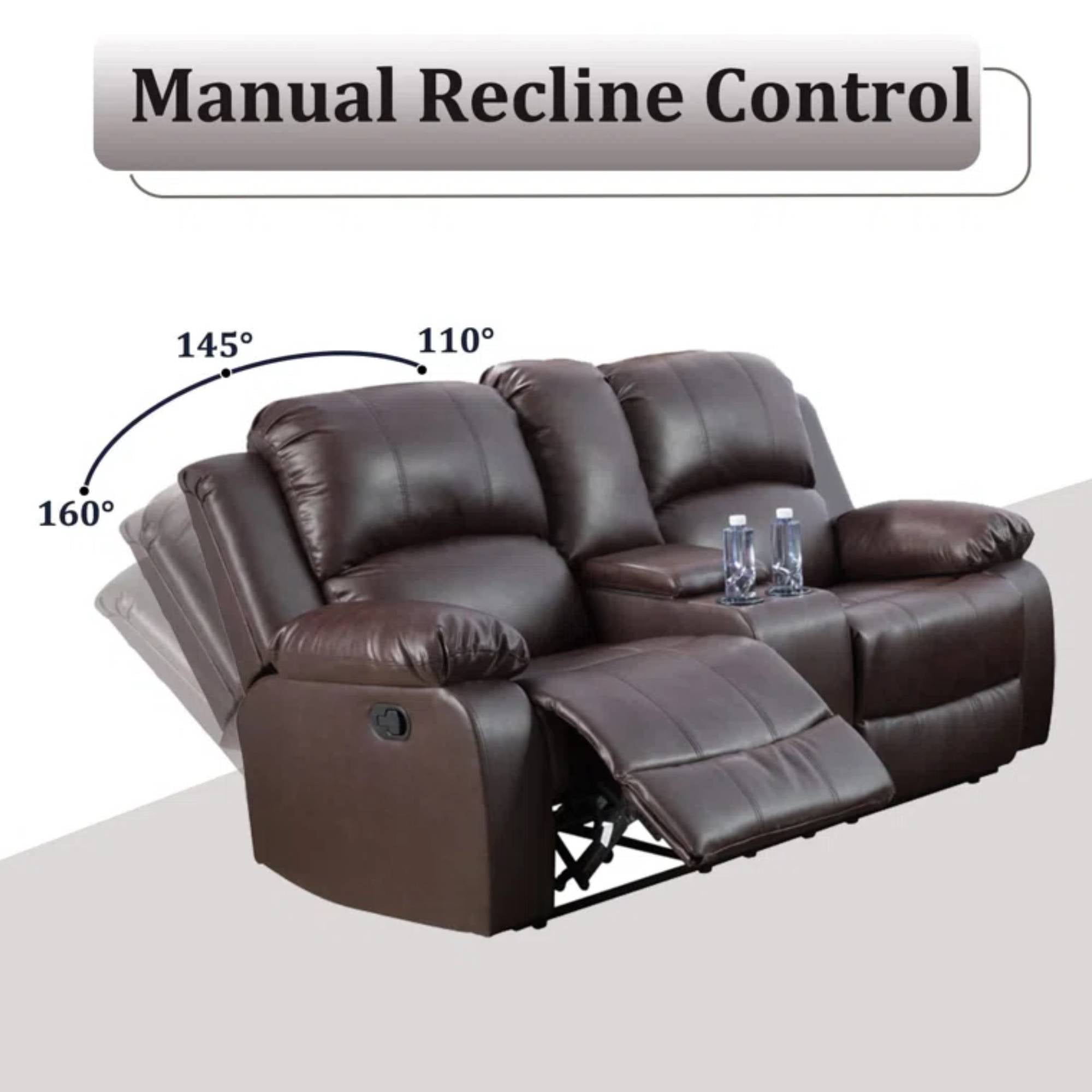 TrumanPick Manual Recliner Loveseat Chair, Overstuffed reclining Armchair Home Theater Sofa Recliner for Living Room, Brown