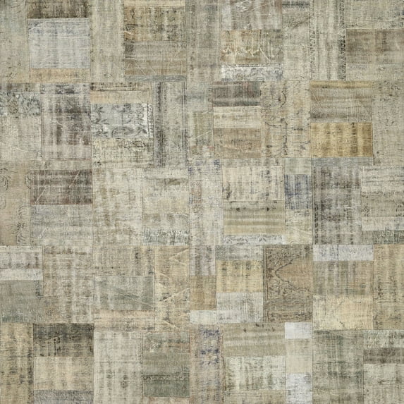 Ahgly Company Indoor Square Contemporary Khaki Green Patchwork Area Rugs, 4' Square