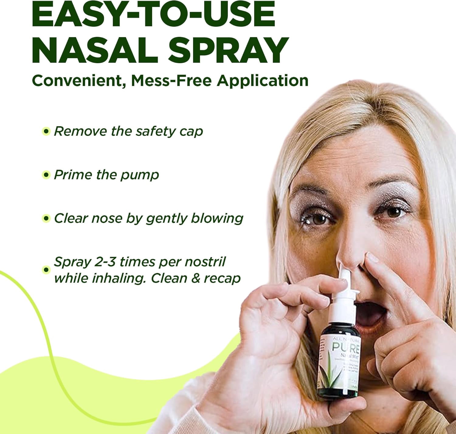 Pure Nasal Mist 1.5oz | Sinus Relief Nasal Spray | Soothe and Moisturize Your Nose | Silver Nasal Spray with Aloe, Erythritol, and Olive Leaf Extract