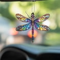 thumbnail image 2 of Dragonfly Ornaments Car, Acrylic Car Decoration, Colorful Stained Glass Rearview Mirror Hanging, Unique Gift for Dad or Mom, Window Hanging Ornament, Dragonfly Car Accessory, 2 of 4