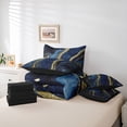 thumbnail image 5 of Homewish Adult Fashion Marble Twin Bedding Sets 7-Piece, Navy Gold Abstract Ombre Bedding Comforter Set, Modern Artwork Reversible Sheet Sets, Ultra Soft Bedroom Decor, 5 of 7