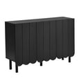 thumbnail image 2 of M optimized Modern Shoe Cabinet with 5 Solid Wood Legs, Minimalist Sideboard with 3 Wave Doors, Adjustable Shelves, Large Storage Cabinet, 2 of 9