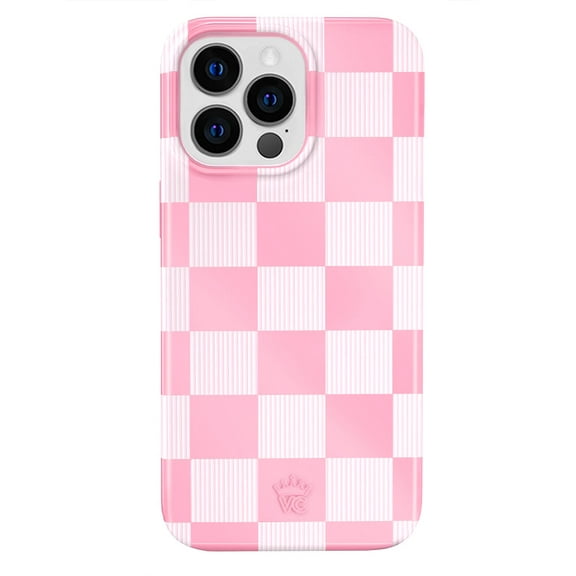 VELVET CAVIAR for iPhone 12 / iPhone 12 Pro Case Pink Checkered - Compatible with MagSafe - Cute Protective Cases for Women for Women - Pink White Checkerboard