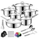 thumbnail image 1 of Bateria de Cocina, 20 Piezas Sartenes Antiadherentes, Bateria de Cocina Acero Inoxidable con Tapas y Cojín, Incluye Sartén Acero Inoxidable, Ollas de Cocina y Cucharas, 1 of 7