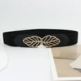 thumbnail image 5 of CBGELRT Stretch Belts for Women Vintage Fashion Leaves Buckle Plus Size Wide Elastic Waist Belts for Dress Jeans Sweater Coats, Black, 5 of 8